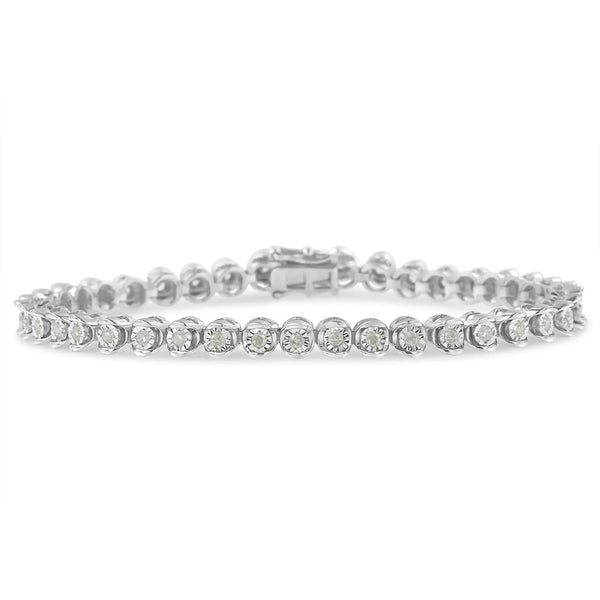 .925 Sterling Silver 1.0 Cttw Diamond Miracle-Set 7" Link Bracelet (I-J Color, I3 Clarity)