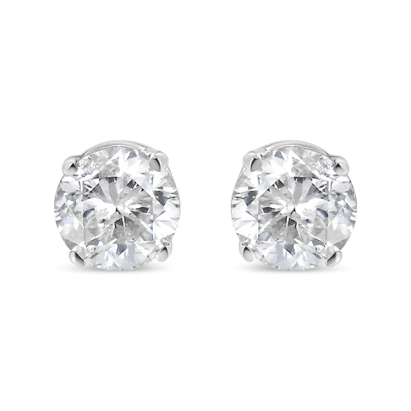 .925 Sterling Silver 1/3 Cttw Round Brilliant-Cut Near Colorless Diamond Classic 4-Prong Stud Earrings (H-I Color, I2-I3 Clarity)