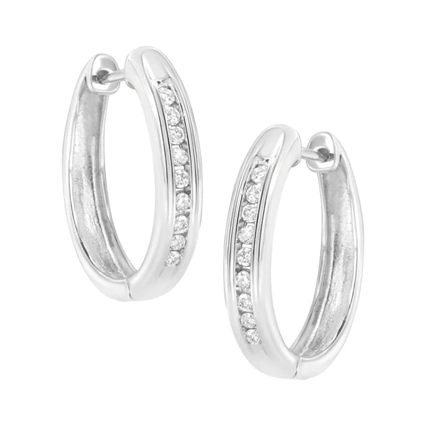 .925 Sterling Silver 1/4 cttw Lab Grown Diamond Hoop Earring (F-G Color, VS2-SI1 Clarity)