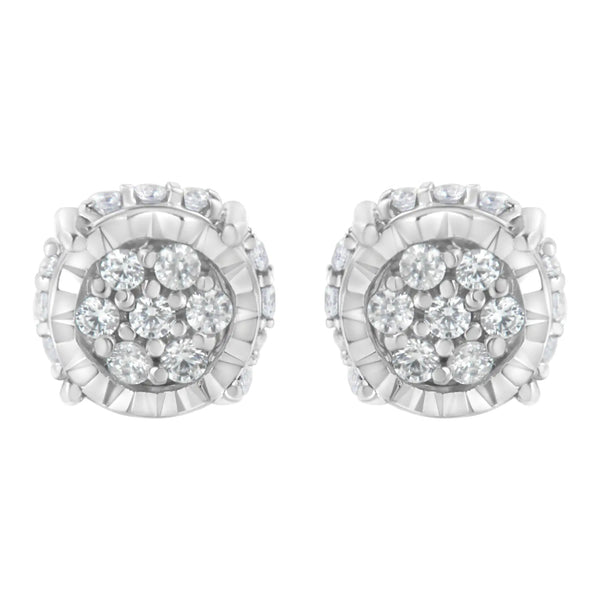 .925 Sterling Silver 1/3 cttw Round-cut Diamond Floral Stud Earring (I-J Clarity, I3 Color)