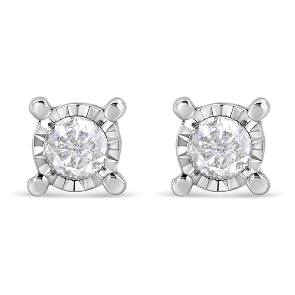 .925 Sterling Silver 1.0 Cttw Round Brilliant-Cut Diamond Miracle-Set Solitaire Stud Earrings (H-I Color, I2-I3 Clarity)