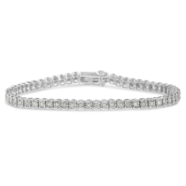 .925 Sterling Silver 1.0 Cttw Diamond Miracle-Set Cut-Circle 7" Tennis Bracelet (I-J Color, I2-I3 Clarity)