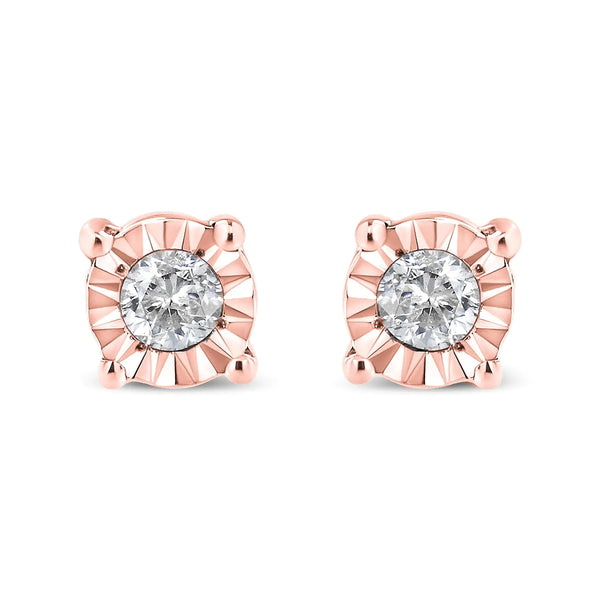 .925 Sterling Silver 1/10 Cttw Round Brilliant-Cut Diamond Miracle-Set Stud Earrings