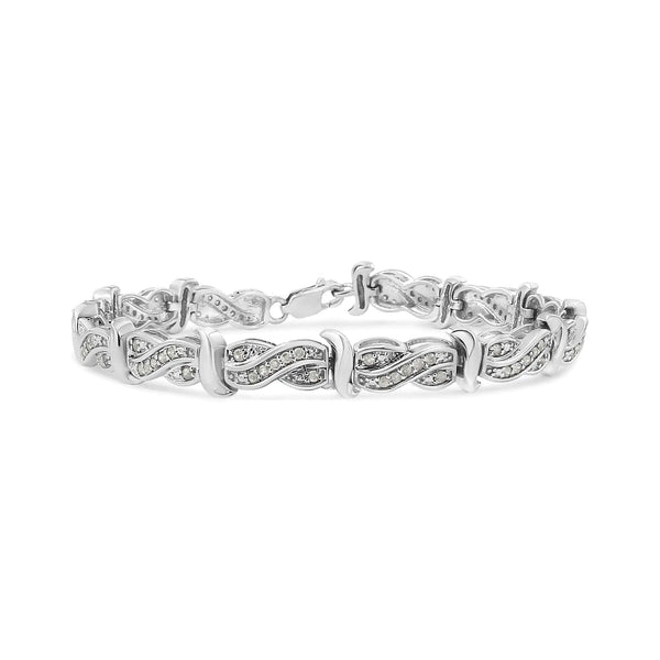 .925 Sterling Silver 1.0 Cttw Diamond Infinity & S Link Tennis Bracelet (I-J Color, I3 Clarity) - 7-1/4”