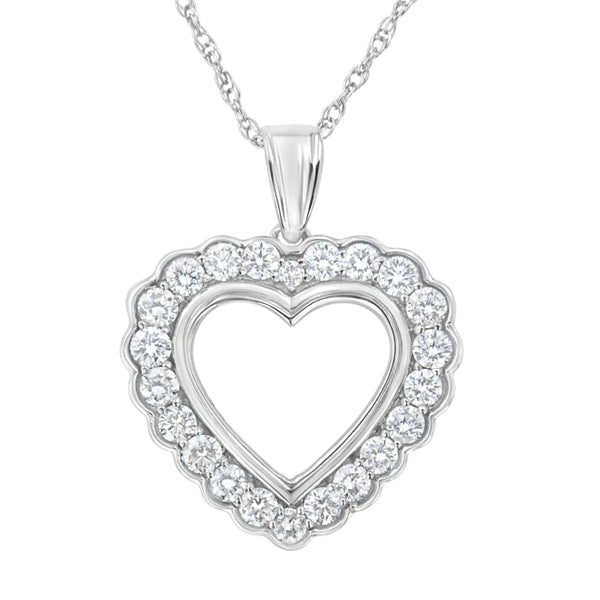 .925 Sterling SIlver 1 cttw Lab Grown Diamond Heart Pendant Necklace (F-G Color, VS2-SI1 Clarity)